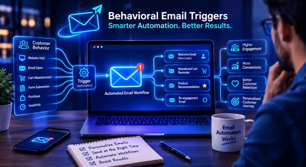 Behavioral email triggers for email automation