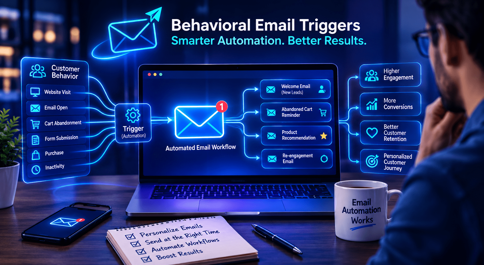 Behavioral email triggers for email automation